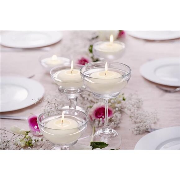 White Floating Candles 3 Inch - Set Of 12 Maxi Candles - 8 Hour Clean Burning - Picture 3 of 7